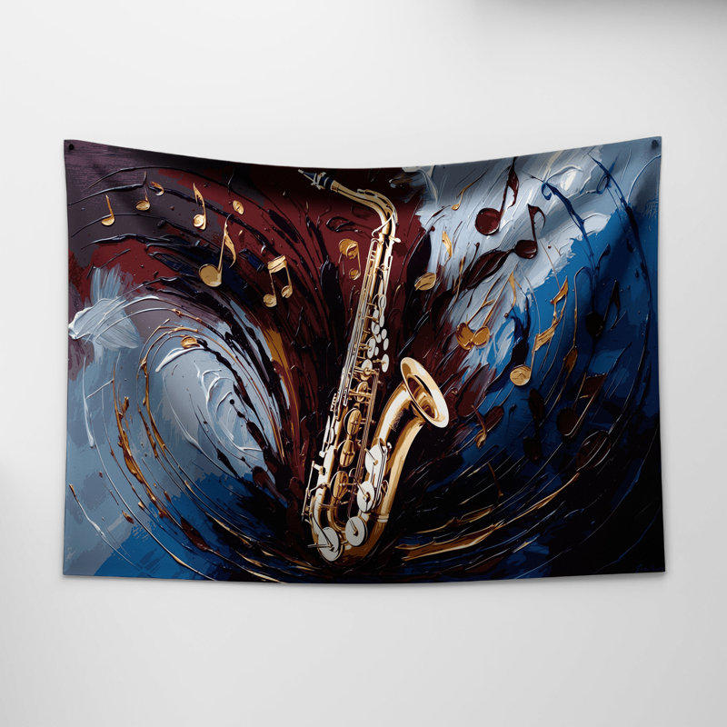 Tapisserie murale «Music Saxophone», 68 po x 80 po