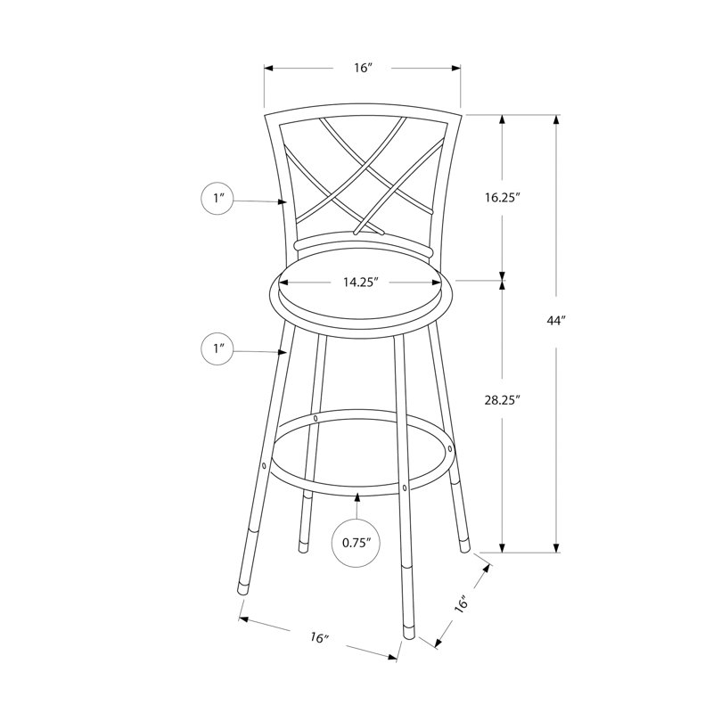 Bar Stool, Set Of 2, Swivel, Bar Height, Black Metal, Leather Look