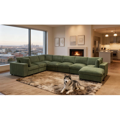 Aneea 167.5" Wide Reversible Modular Corner Sectional with Ottoman
