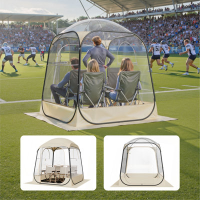 Pop up Sports Tent, 63x63 in Clear Bubble Tent for 2-4 Persons, Waterproof Outdoor Pod with Floor Mat & Top Cover, Garden Igloo Dome Tents Camping Shelter for Events Fishing Cheering