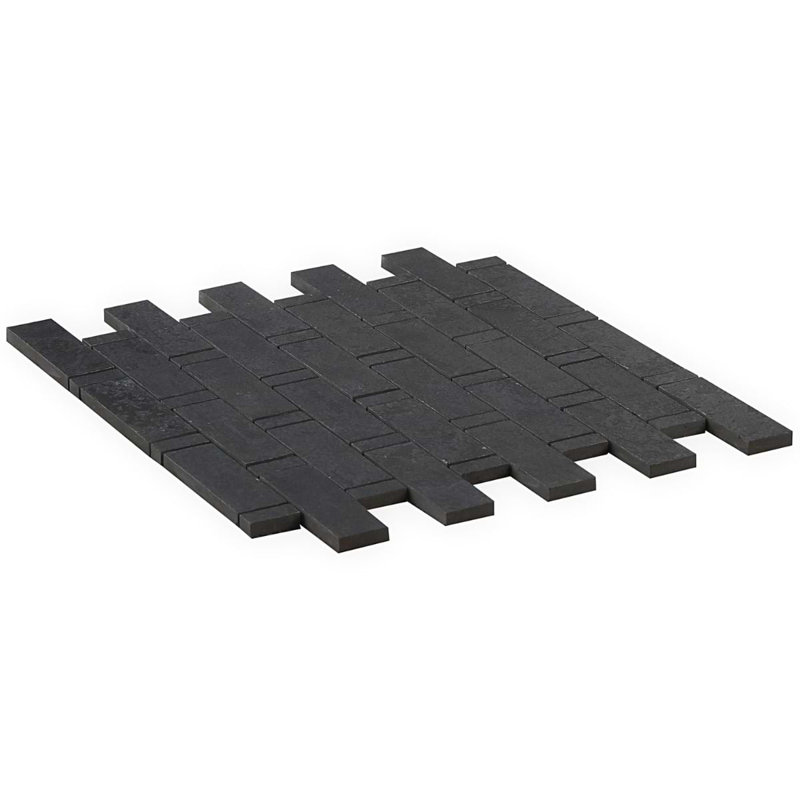 Portrait Weave Matte Porcelain Mosaic, Black Gold