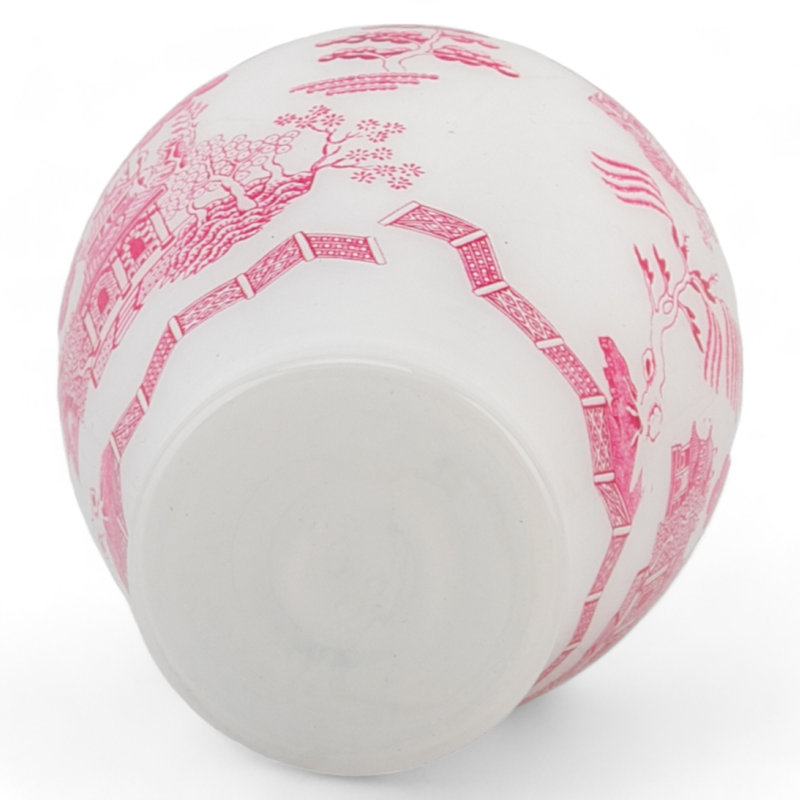 Ginger Jar Blue Glass Ornament, White/Pink