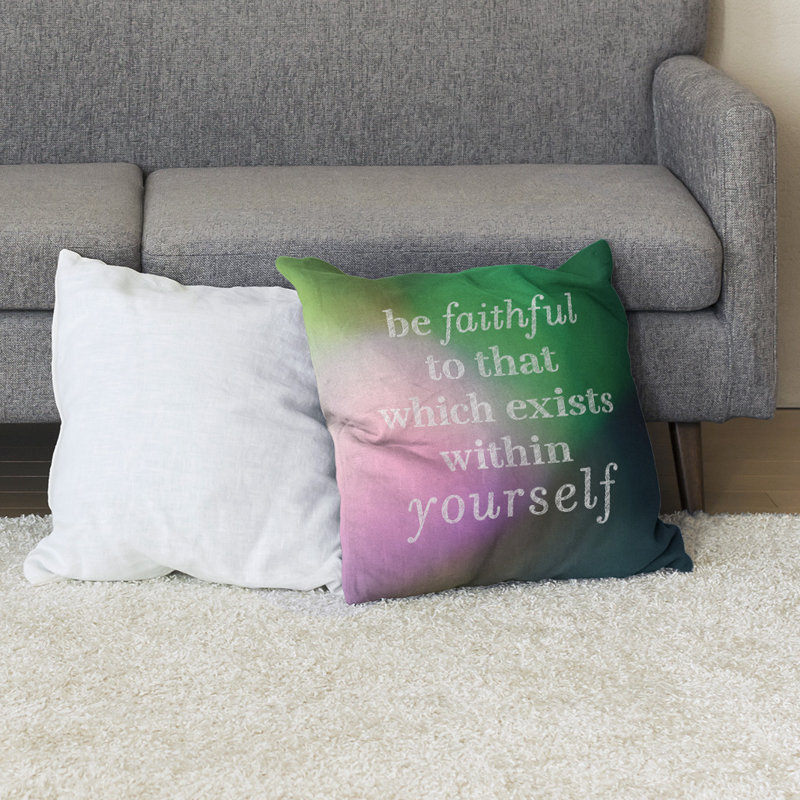 Coussin de sol be loyal to yourself, H 36 po x l 36 po, Rose / Vert