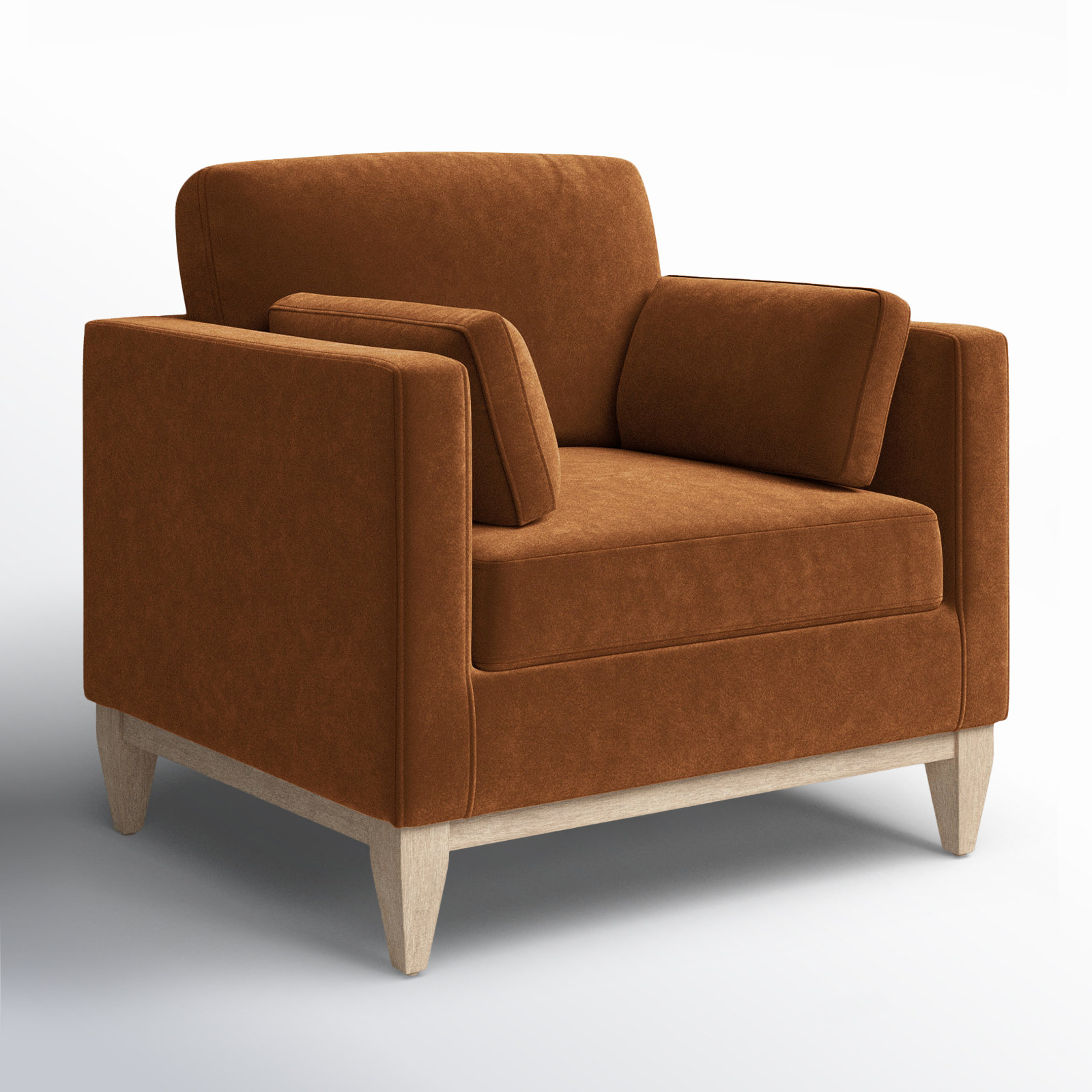 Pera Pine Armchair, Burnt Orange Velvet