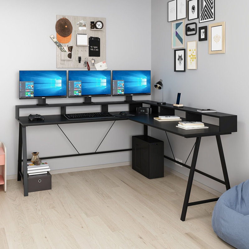 Modern Study Desk, Black, 70.9 x 35.4 x 23.6 inches | 100% Melamine Coated Particle Board, Thickness: 0.7 inches | Stylish and Durable Design, Perfect for Home Office & Study Spaces, Easy to Clean Surface