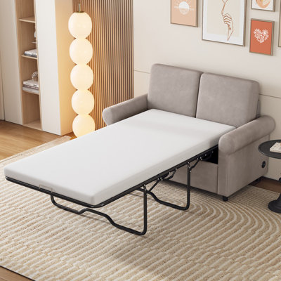 Sadarius 57.4'' Velvet Reclining Sleeper Sofa