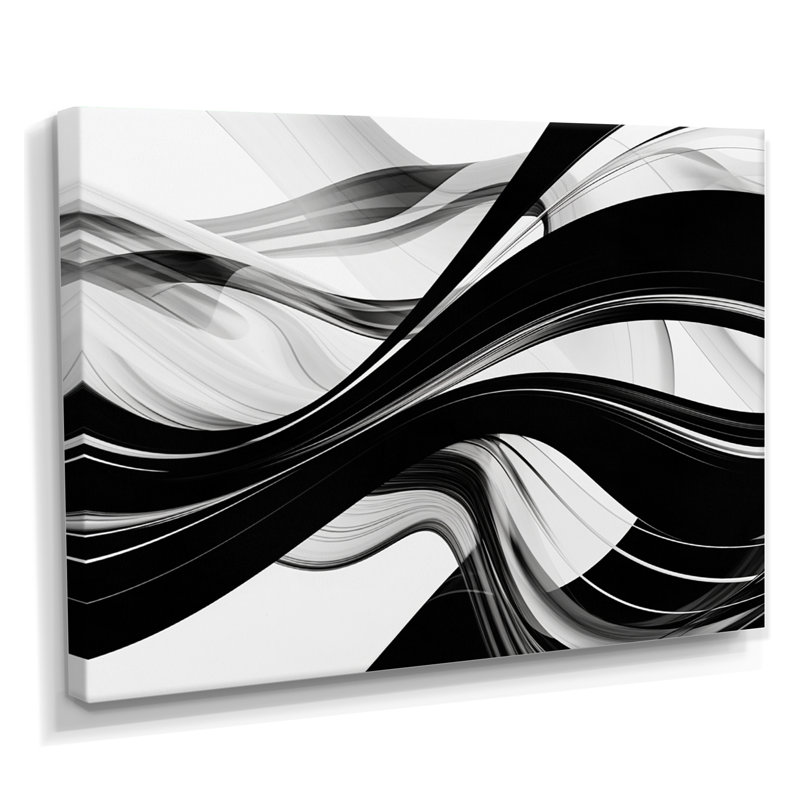 Décoration murale Essential Black Streams - Vagues, H 30 po x l 40 po, Toile tendue