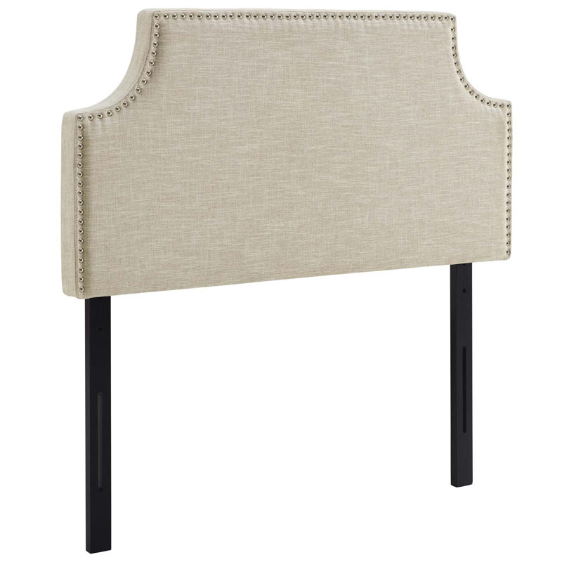 Laura Full Vinyl Headboard, Twin, Beige Polyester Blend