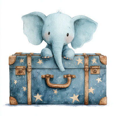 «Baby Elephant Traveller», art mural sur toile tendue