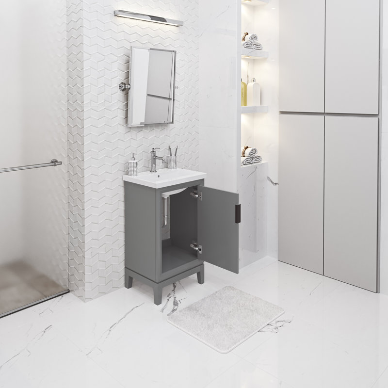 Ensemble de meuble-lavabo simple 21 po Finkbeiner, Gris cachemire, Noir mat