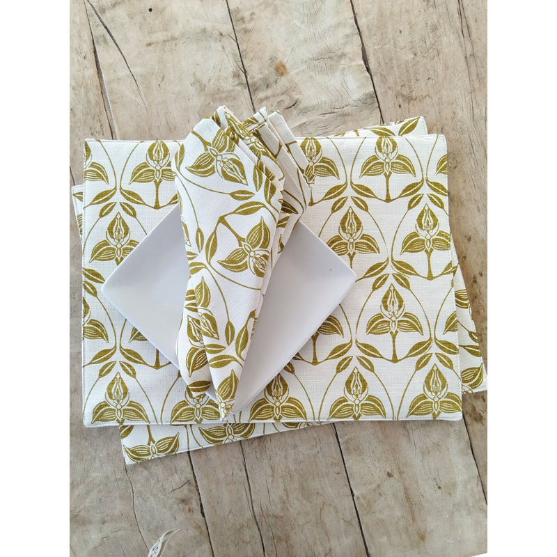 Ensemble de 4 napperons Orchid French Home - Chartreuse