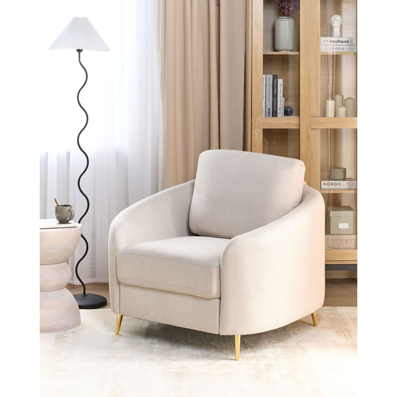 Aaronette Upholstered Armchair, Beige Polyester
