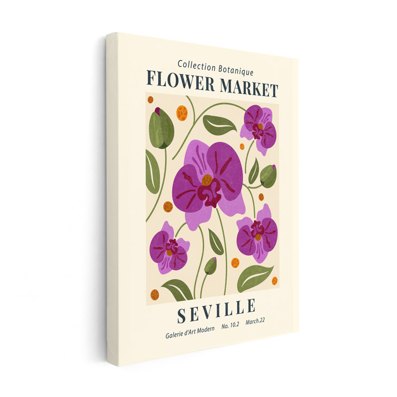 Marché aux fleurs de Séville, H 11 po x l 14 po, Canevas, Sans cadre