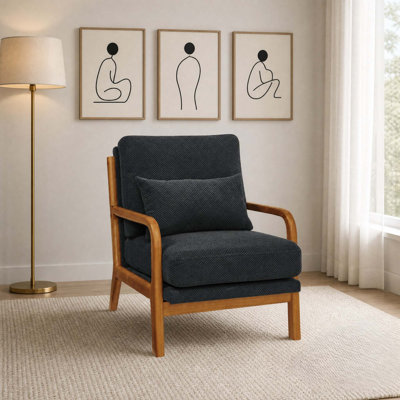 Chaise longue en bois classique avec revêtement Nubby