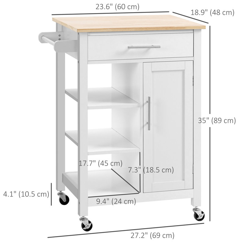 Chariot de cuisine 27,25 po, Blanc