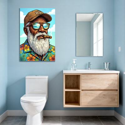 Fashion Bearded Man Wearing Cap And Sunglasses With Cigar