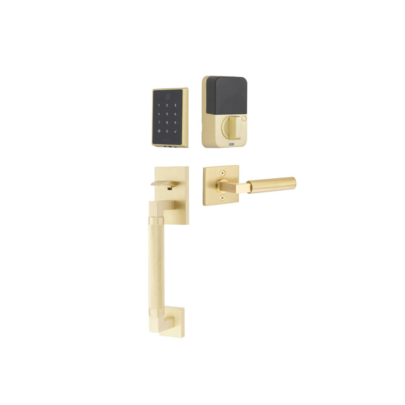 Emtek EMPowered 2 Touch Entry Set w/ Hercules Knurled Grip & Hercules Lever, Key-Free w/ BT (RH)