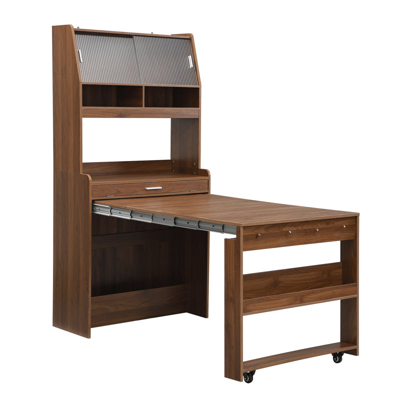 Buffet 2 en 1 avec table pliante et portes en verre Madalone