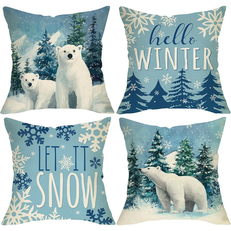 Ensemble de 4 coussins décoratifs Hello Winter