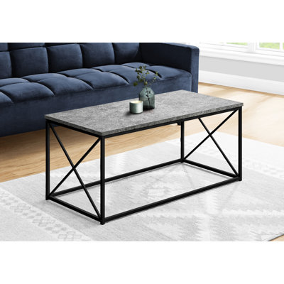 Table basse moderne moderne en stratifié gris et métal noir