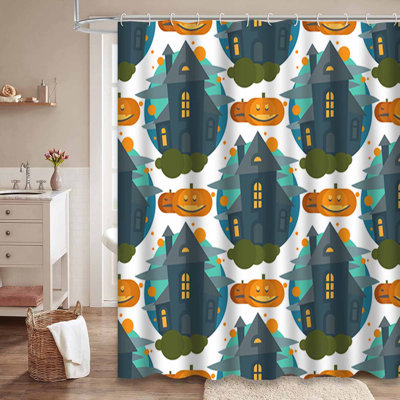 Rideau de douche gris foncé avec 12 crochets Dark Witch Castle