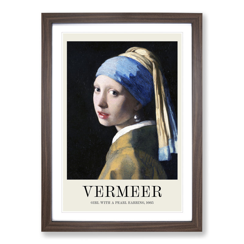 Girl With A Pearl Earring by Johannes Vermeer Framed Print, Walnut Framed, 48cm H x 36cm W x 2cm D