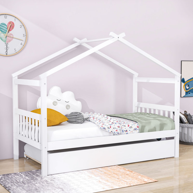 Lit plateforme avec couchette simple Prana, Blanc, Simple