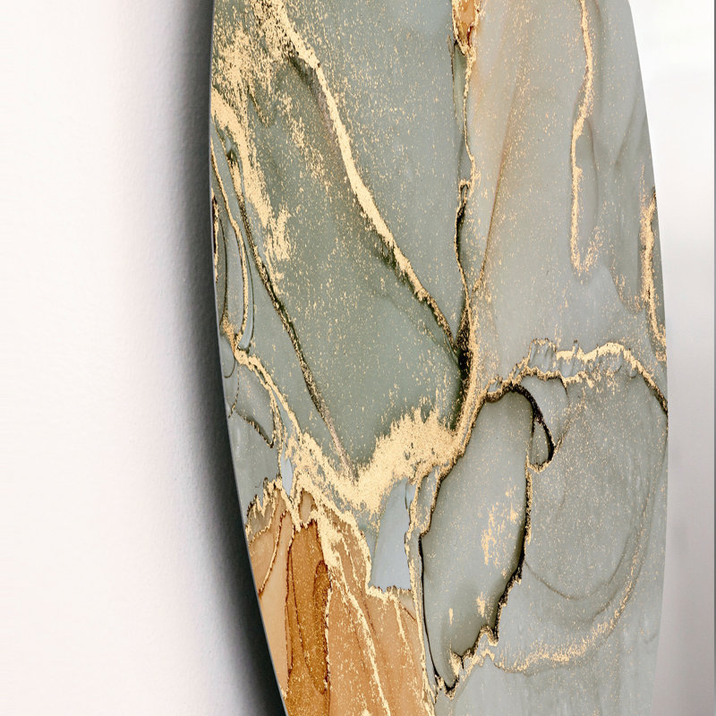 «Brown Luxury Abstract Fluid Art IV», art mural moderne en métal, H 23 po x l 23 po x P 1 po