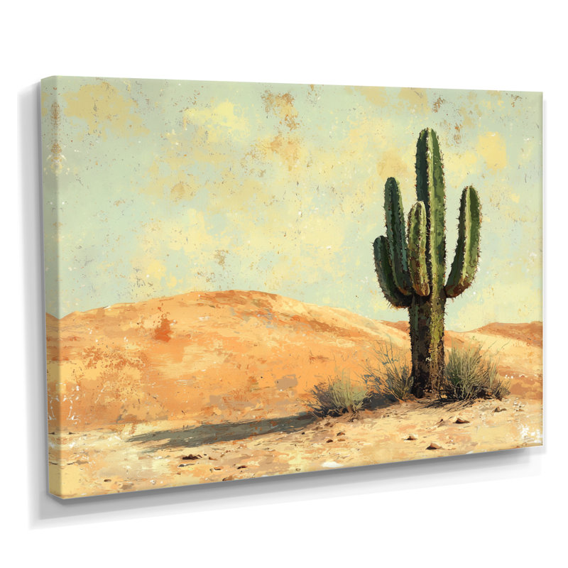 Minimalisme cactus par les dunes I - art mural cactus, H 34 po x l 44 po, Toile tendue, Ne s’applique pas
