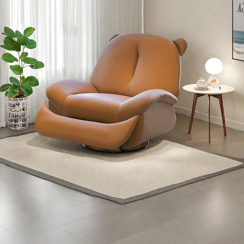 Ergonomic simple style faux leather lounge chair