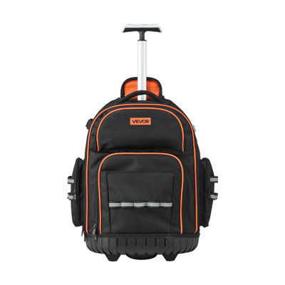 17 Stories Rolling Tool Backpack 45 Pockets Heavy Duty Roller Tool Bag on Wheels