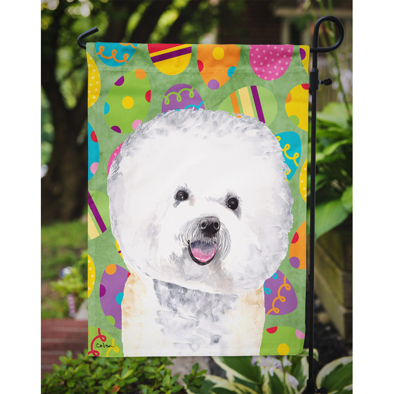 Drapeau de jardin Atara, Bichon frisé (gris et blanc)