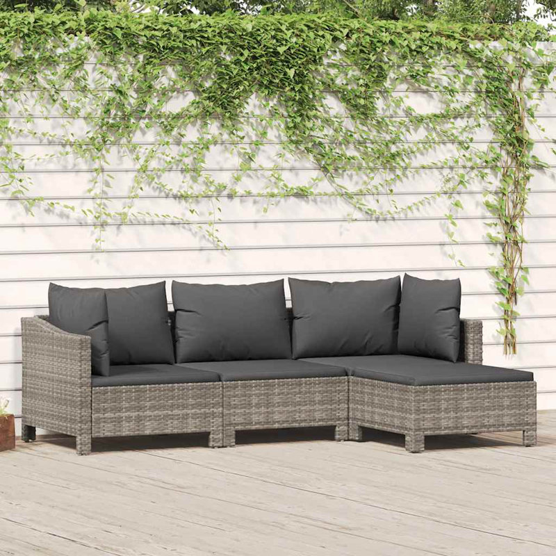 Ensemble de salon de jardin en rotin gris moyen et durable