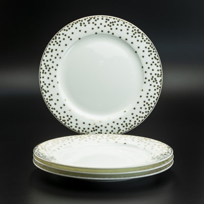 Assiette à salade confettis en porcelaine tendre 8 pouces, ensemble de 4