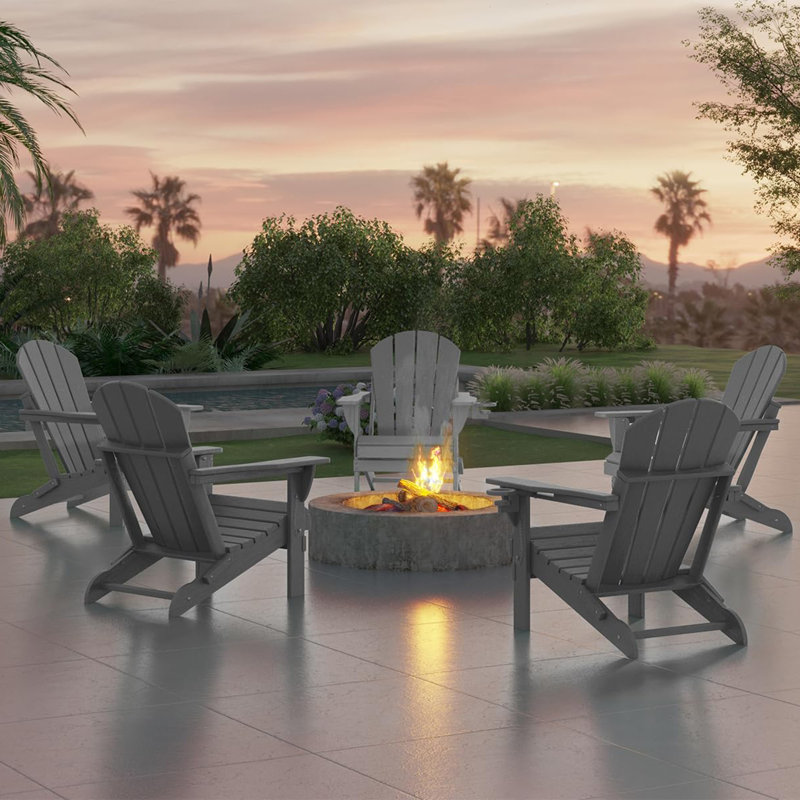 Chaise Adirondack pliante en PEHD pour patio, Gris