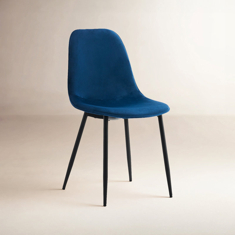 Chaise rembourrée en similicuir Kavi ,  Velours bleu / noir