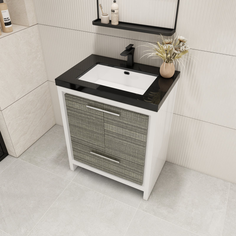 Enochville 30" Single Bathroom Vanity Set, High Gloss Ash Gray