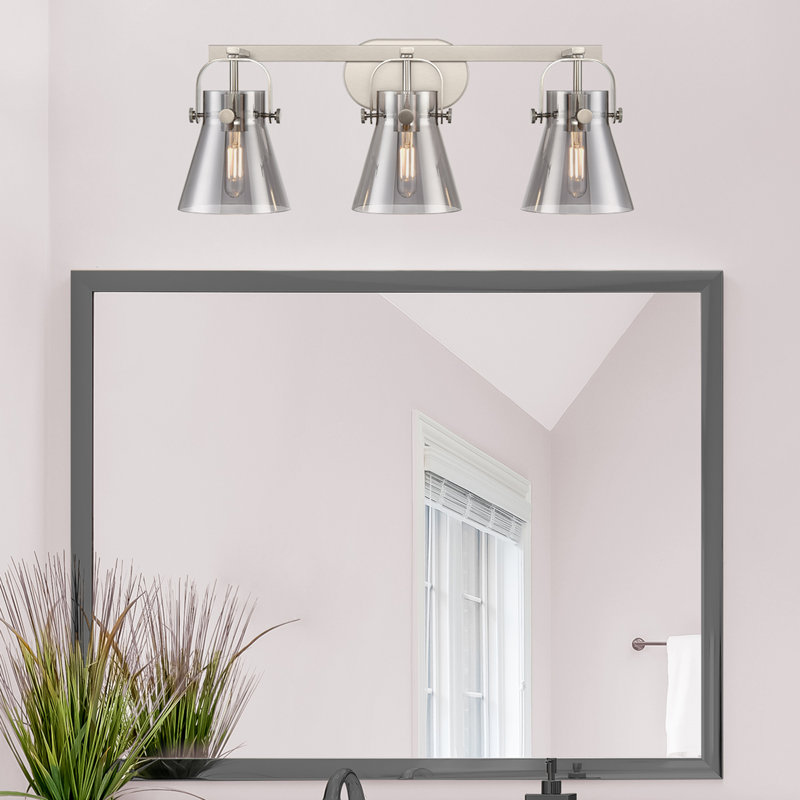 Éclairage pour meuble-lavabo mural 6 po 2 lumières Sidman, Fumée, Nickel satiné, Deux lumières