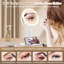 Miroir de maquillage avec lumières, miroir grossissant à double face avec lumière, 3 lumières de couleur rechargeables et luminosité réglable, rotation amovible avec pince à épiler