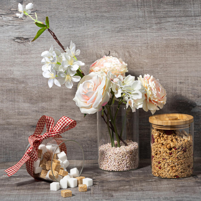 Argon Tableware - Scandi Storage Jar with Wooden Lid, 12.5cm H x 10cm W x 10cm D