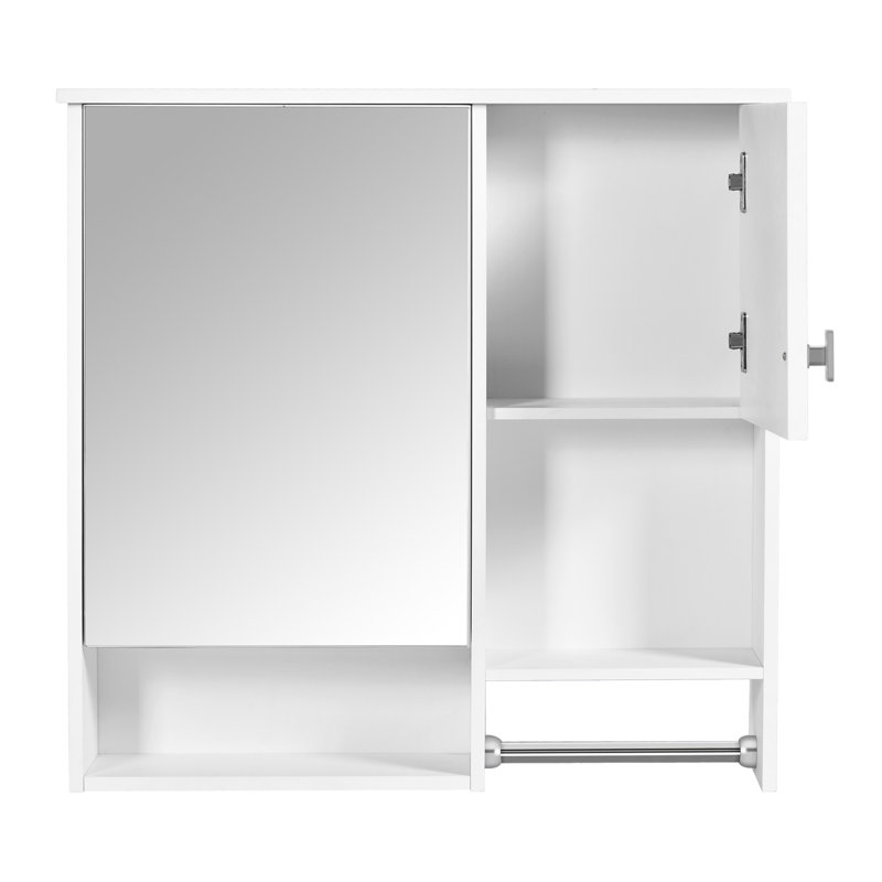 Modern Wall Mounted Bathroom Medicine Cabinet With Mirror And Towel Bar, Space-Saving Storage For Small Bathrooms