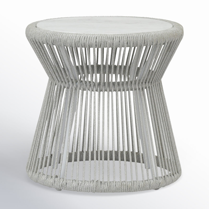 Miami Outdoor Round Side Table, Silver Gray