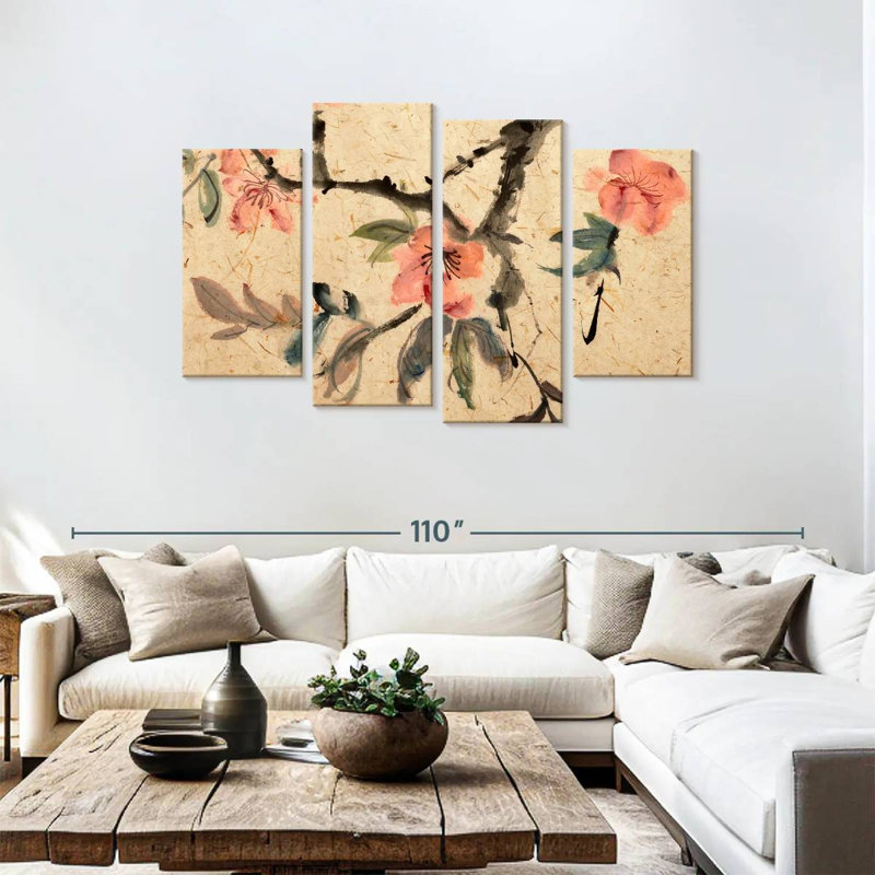 Chinese Floral Abstract, H 48 po x l 75 po