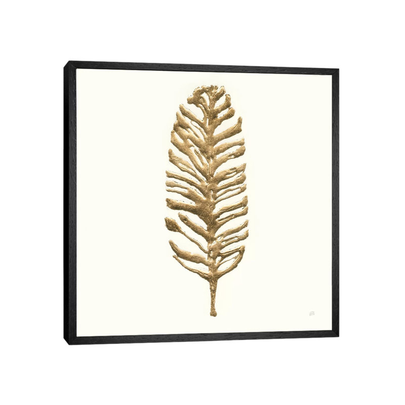 Gilded Palm III by Chris Paschke - Painting on Canvas, 66.04cm H x 66.04cm W x 3.81cm D, Black Framed Canvas