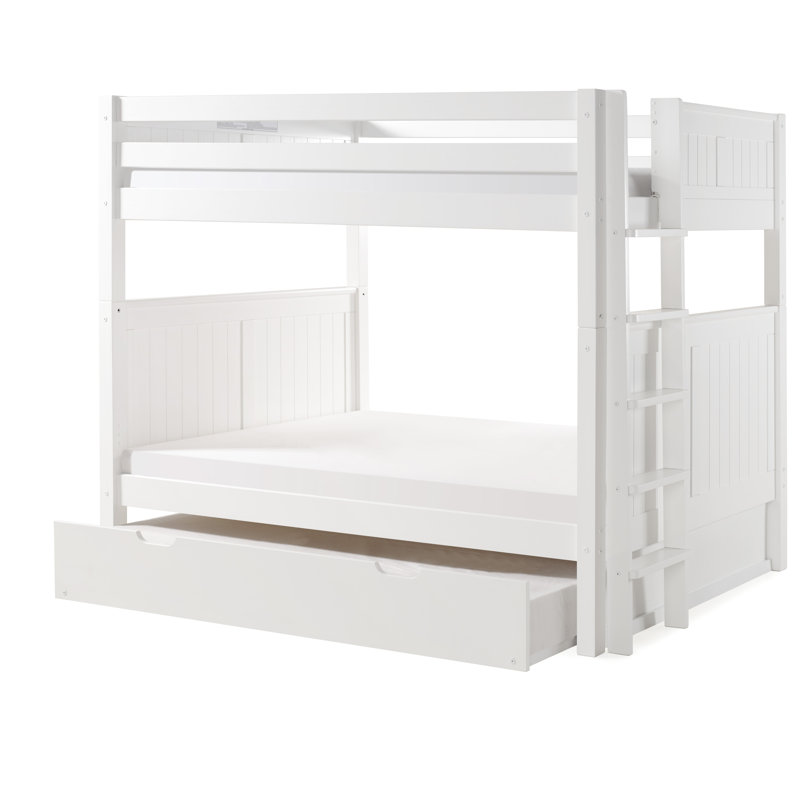 Lit superposé double au-dessus d'un lit double avec lit gigogne Friedemar