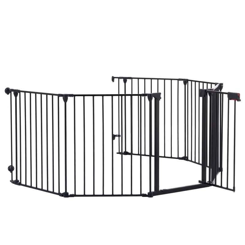 Portail en métal de 381 cm (150 po). Clôture de jardin à 6 panneaux pour maison, foyer, escalier, sapin de Noël. Ajustable et configurable. Barrière pour escalier et arbre.