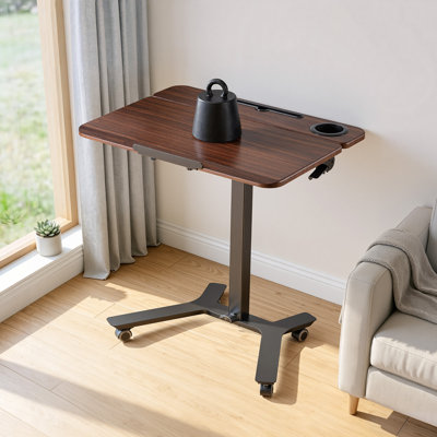 Bureau debout, bureau mobile à hauteur réglable avec bureau inclinable, petit poste de travail assis-debout pour ordinateur de 28,2 po x 20,7 po, capacité de 33 lb, élévateur pneumatique à pédale pour la maison et le bureau