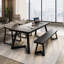 Table de salle à manger rectangulaire noire en bois massif-1065507219