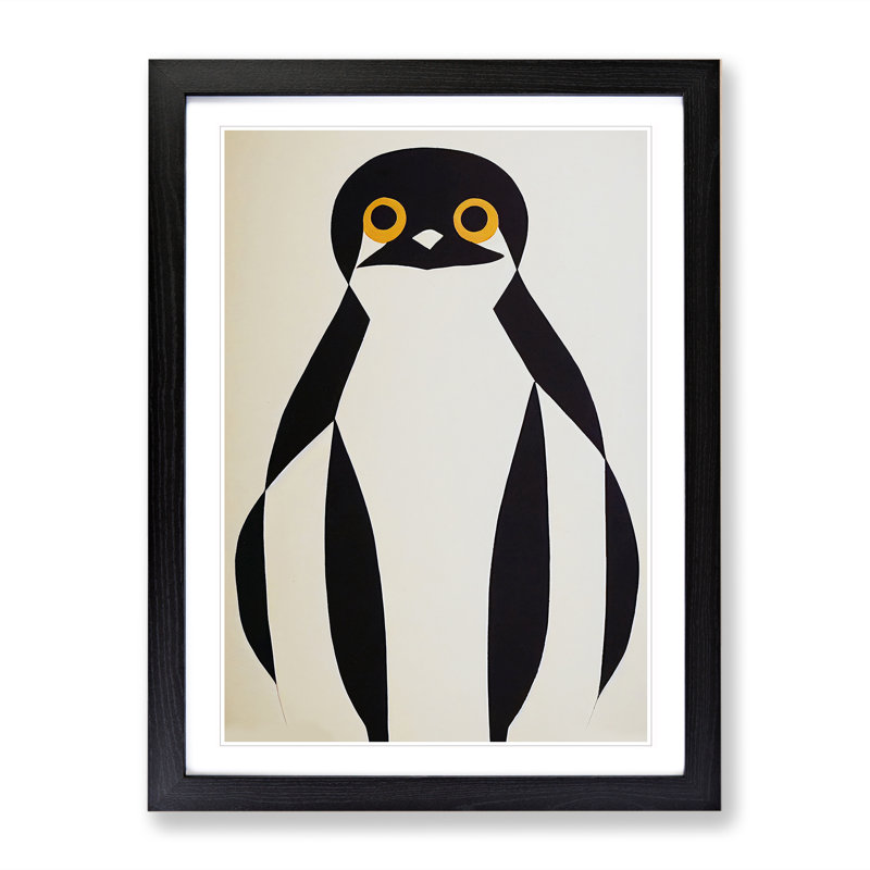 Penguin Abstract Art No.2 - Single Picture Frame Painting, 64cm H x 46cm W x 2cm D, Black Framed