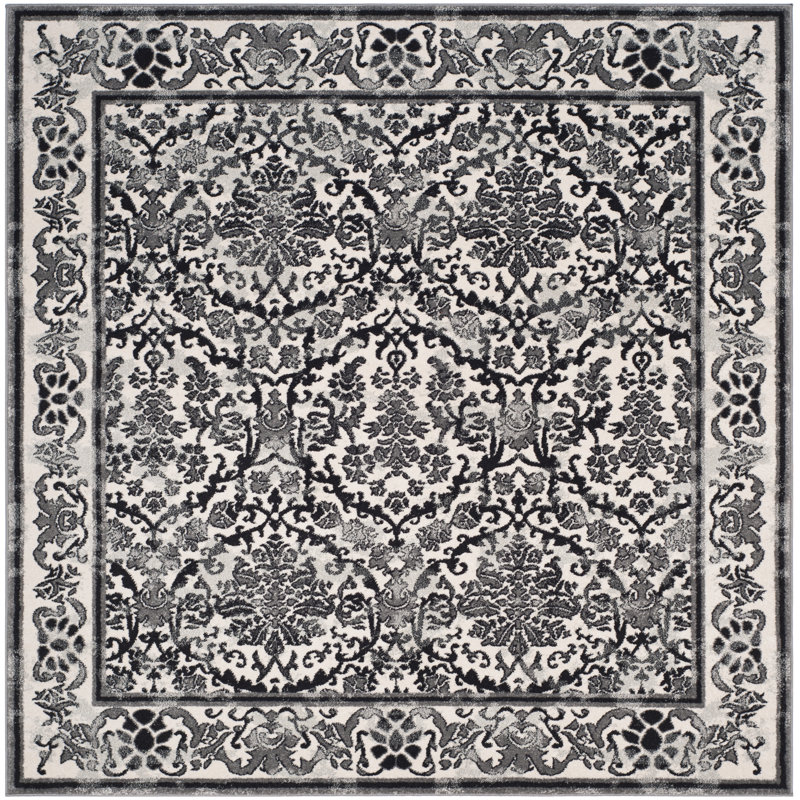 Tapis oriental ivoire / gris Alessia, Carré 6 pi 7 po